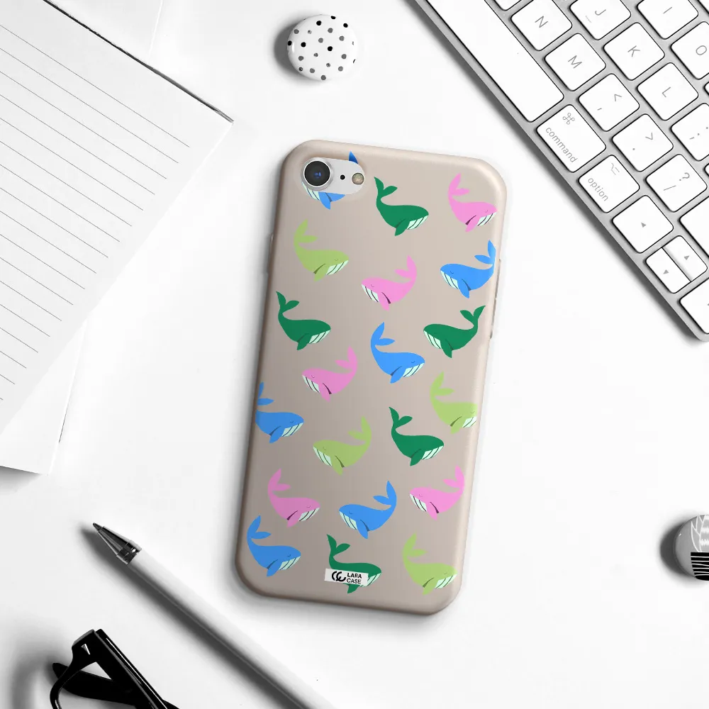 Colorful Whales Apple iPhone 8 Silicone Stone Case