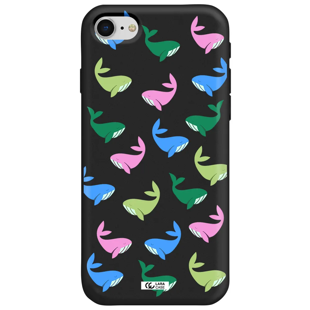 Colorful Whales Apple iPhone se 2020 Silicone black Case
