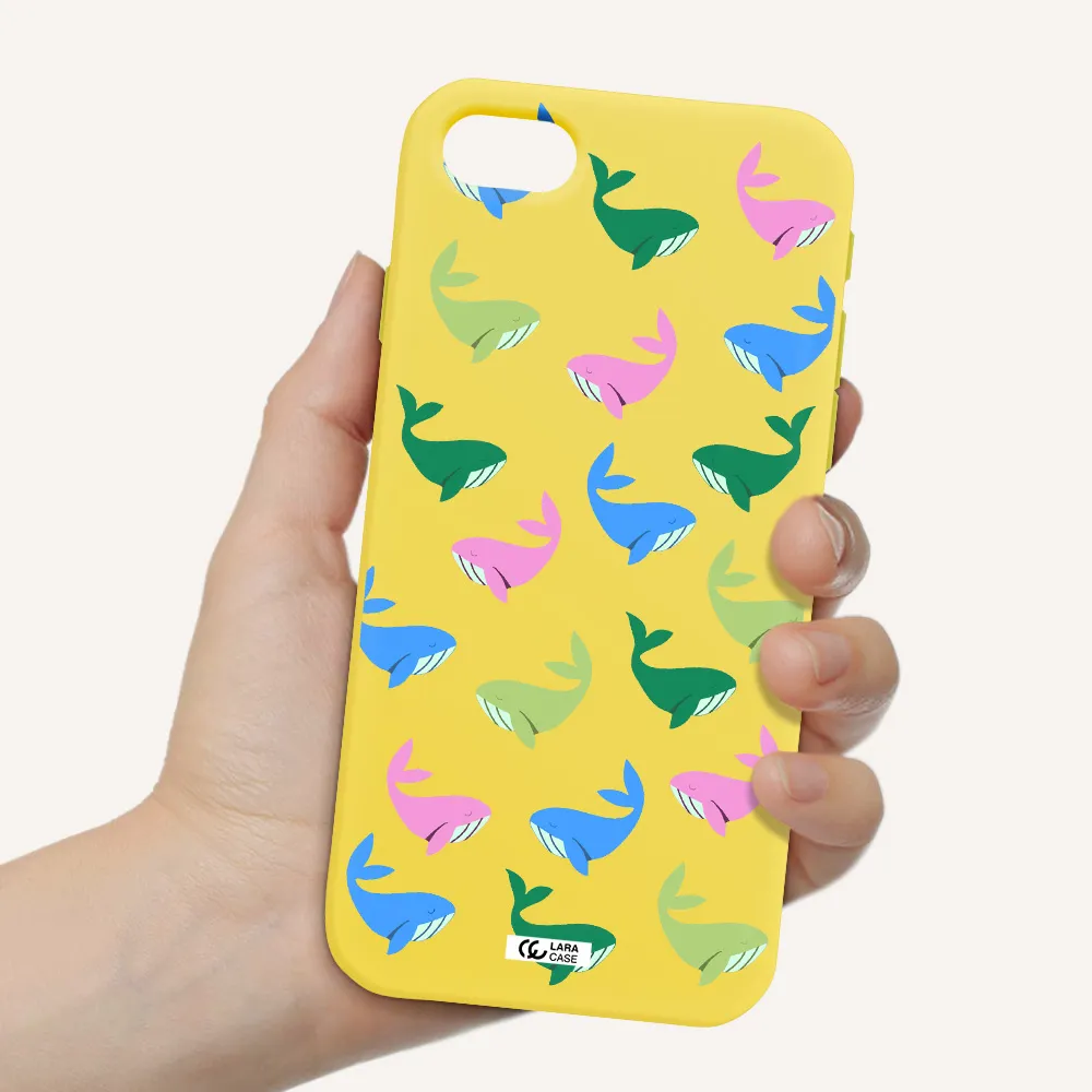 Colorful Whales Apple iPhone se 2020 Silicone canary yellow Case