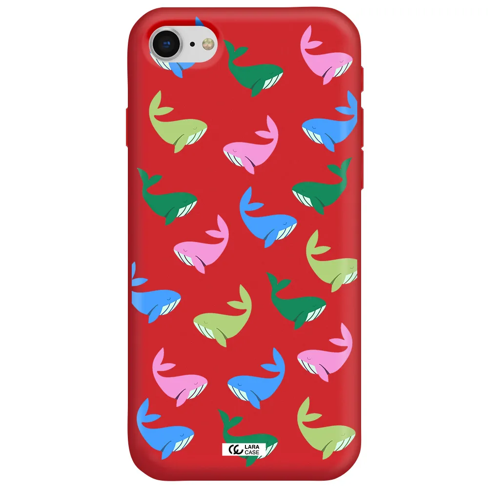 Colorful Whales Apple iPhone se 2020 Silicone Imperial Red Case