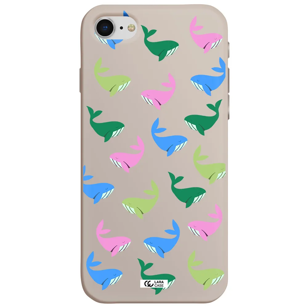 Colorful Whales Apple iPhone se 2020 Silicone Stone Case