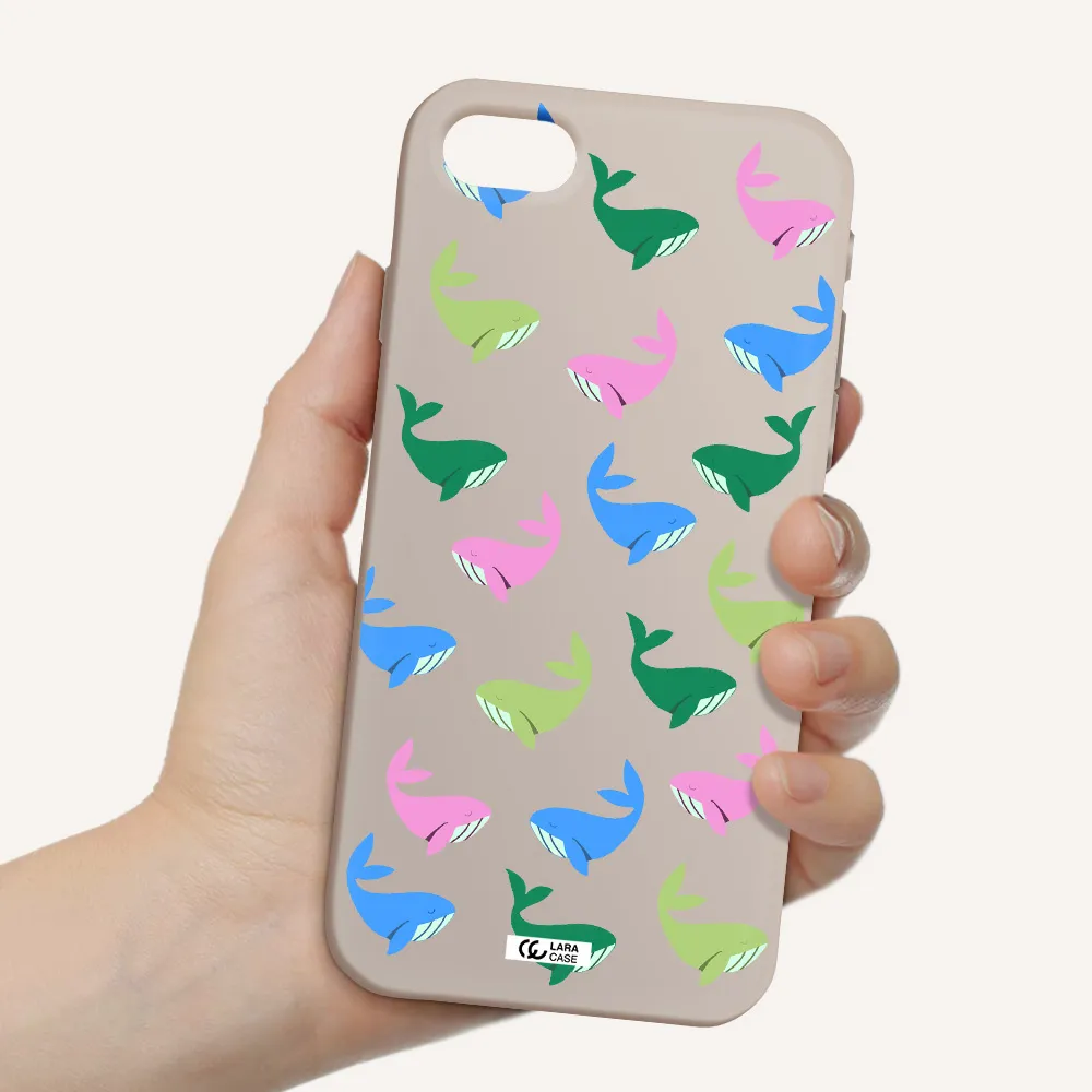 Colorful Whales Apple iPhone se 2020 Silicone Stone Case