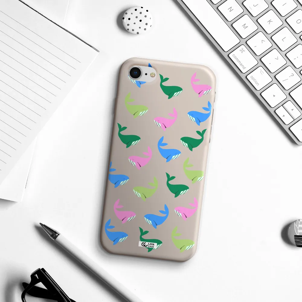 Colorful Whales Apple iPhone se 2020 Silicone Stone Case
