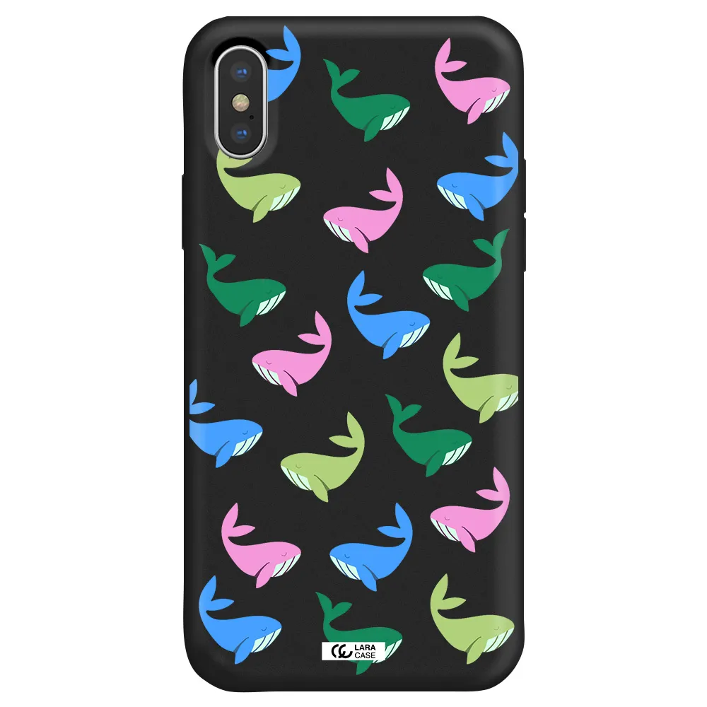 Colorful Whales Apple iPhone X Silicone black Case