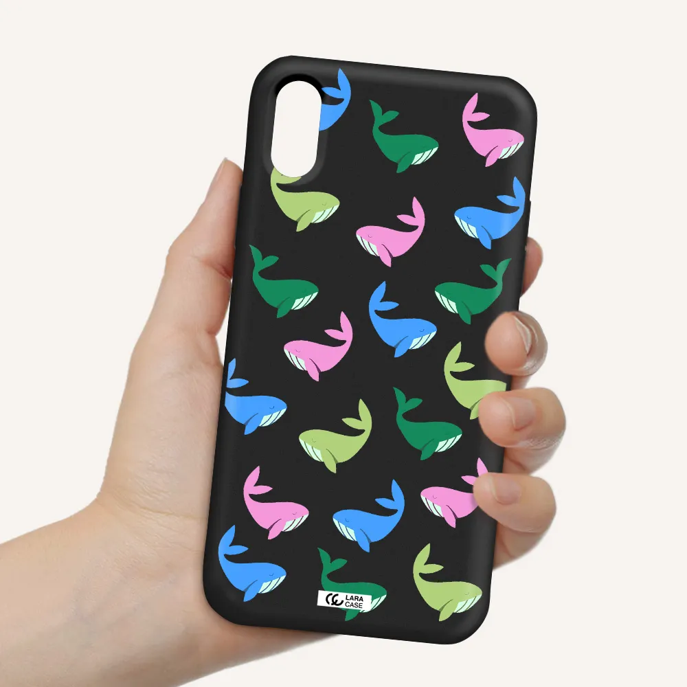 Colorful Whales Apple iPhone X Silicone black Case