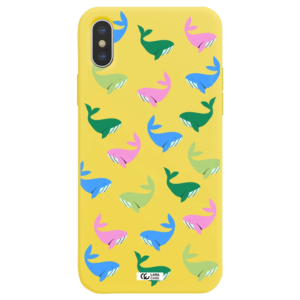 Colorful Whales Apple iPhone X Silicone canary yellow Case