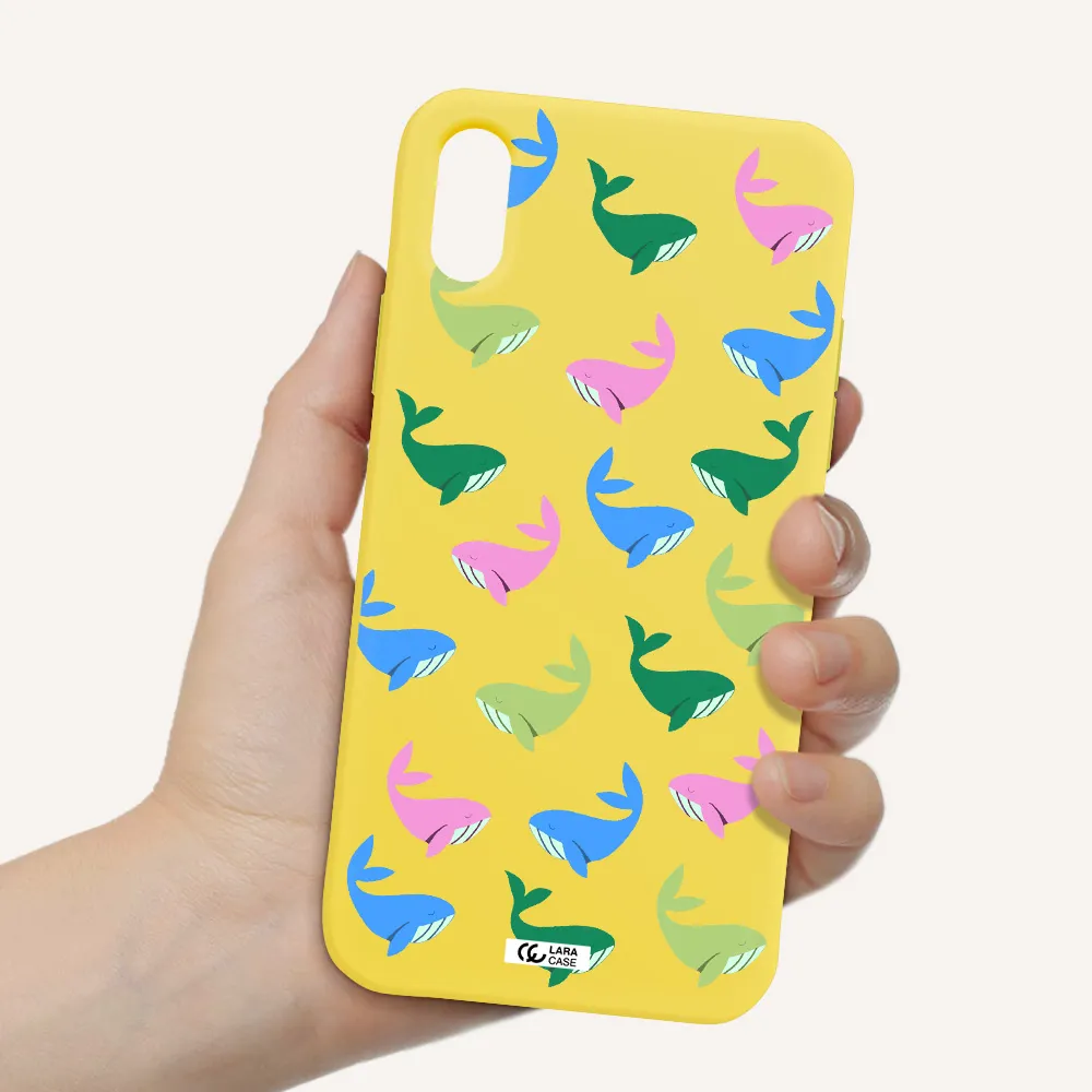 Colorful Whales Apple iPhone X Silicone canary yellow Case