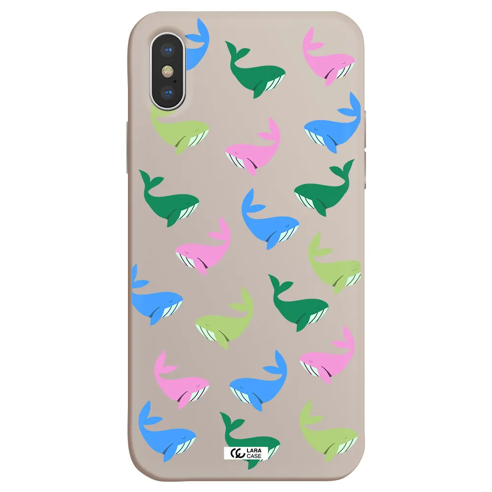 Colorful Whales Apple iPhone X Silicone Stone Case