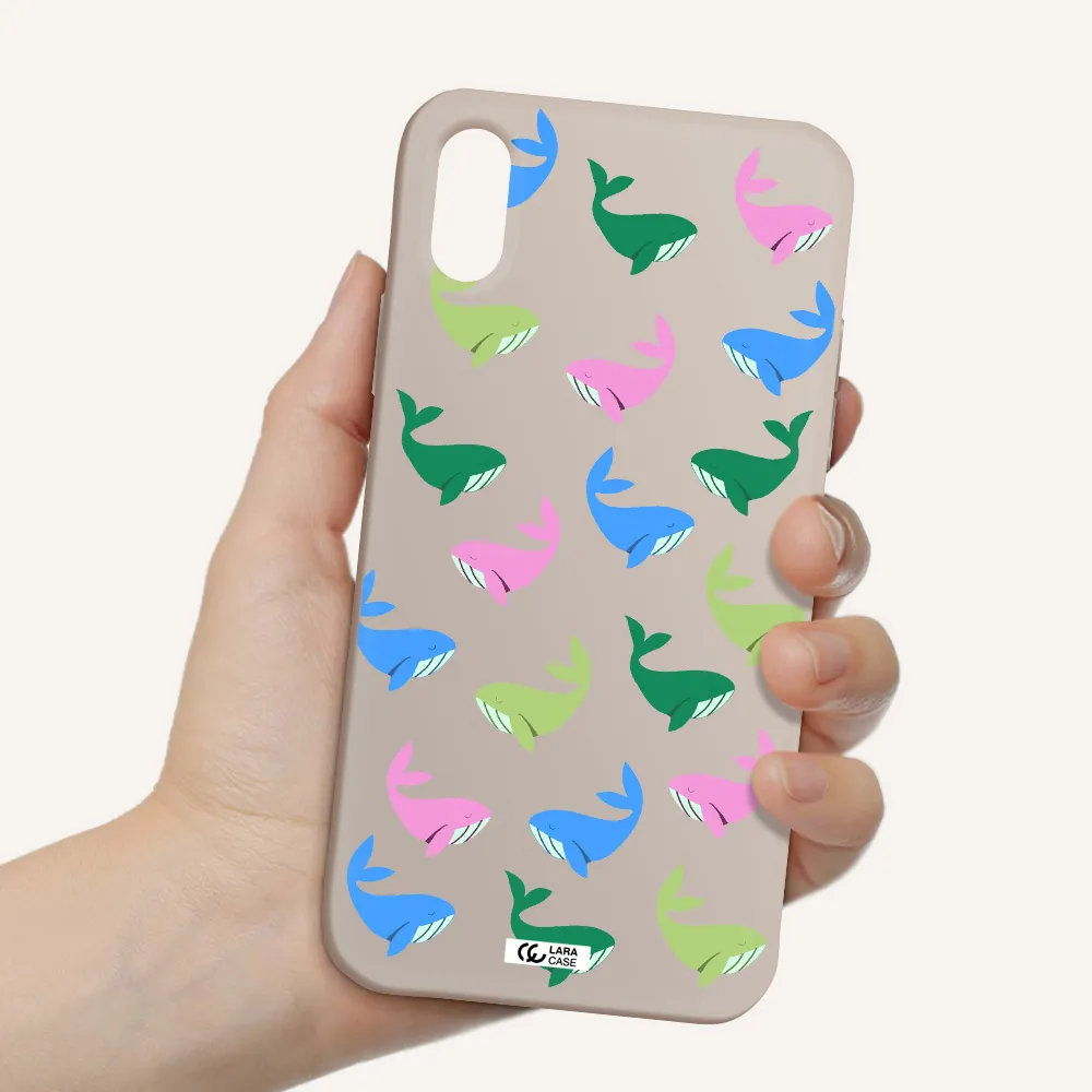 Colorful Whales Apple iPhone X Silicone Stone Case