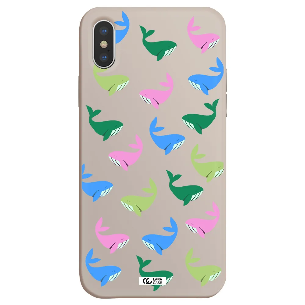 Colorful Whales Apple iPhone XS Silicone Stone Case