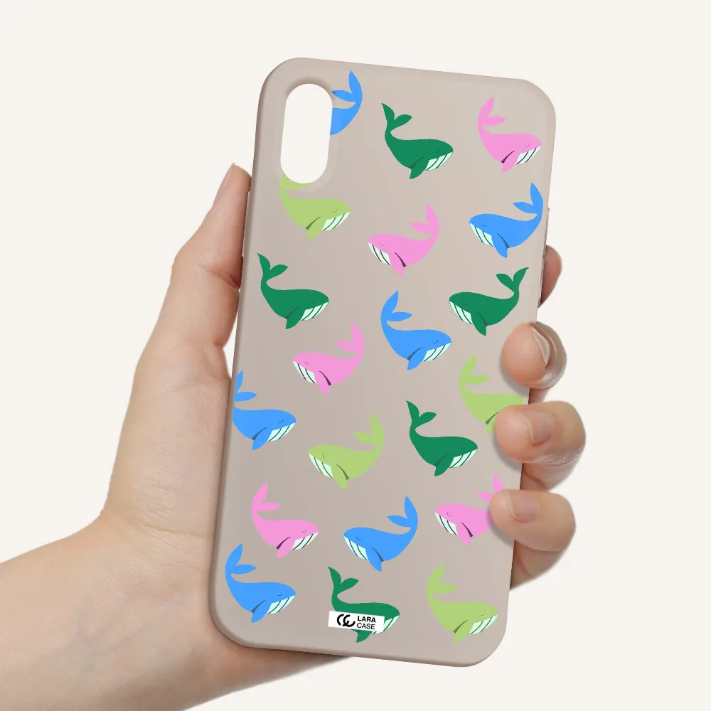 Colorful Whales Apple iPhone XS Silicone Stone Case