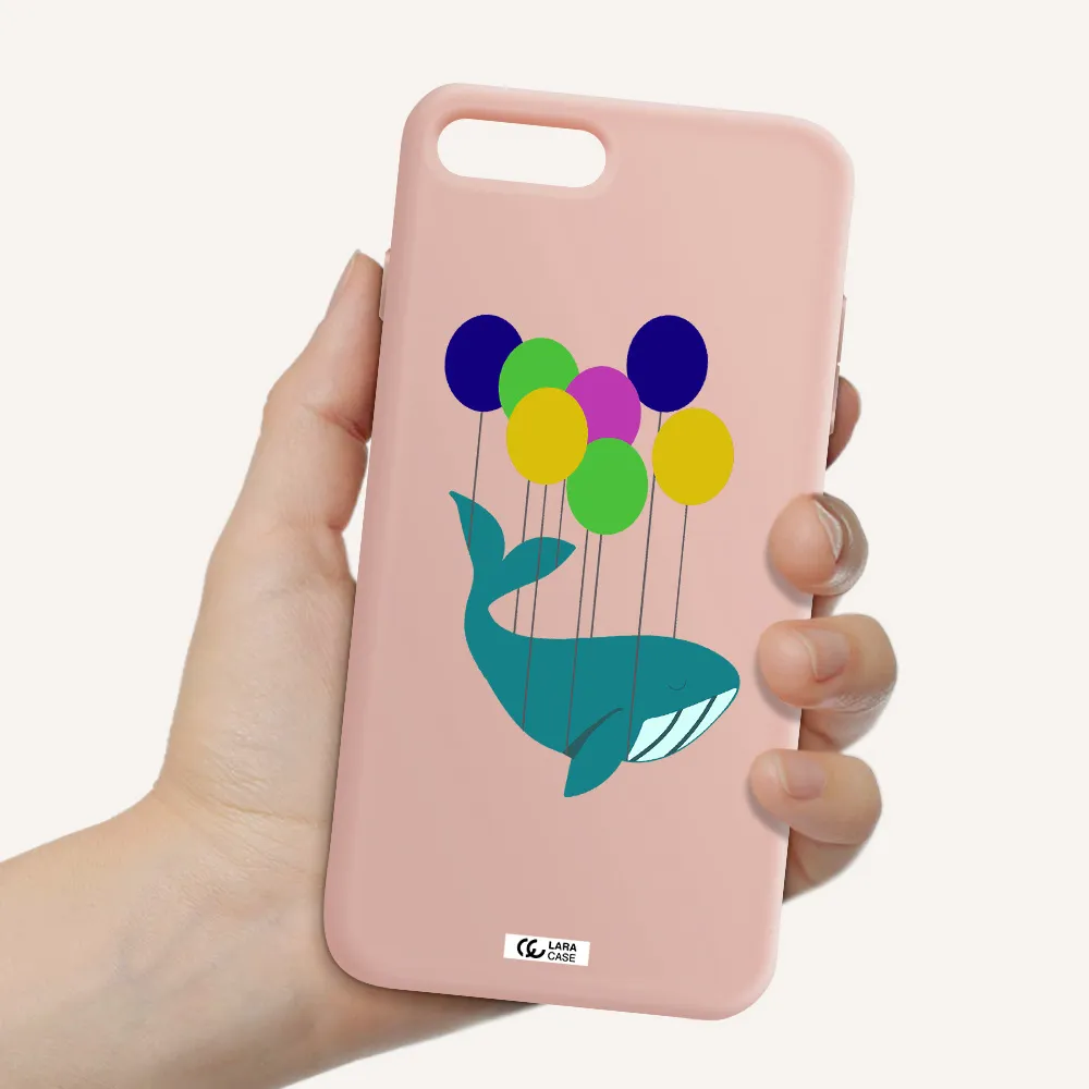 Flying Whale Apple iPhone 8 plus Silicone pastel pink Case