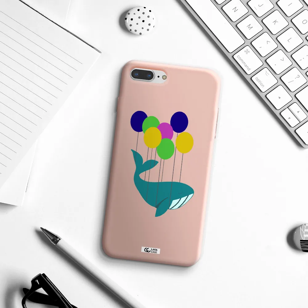Flying Whale Apple iPhone 8 plus Silicone pastel pink Case