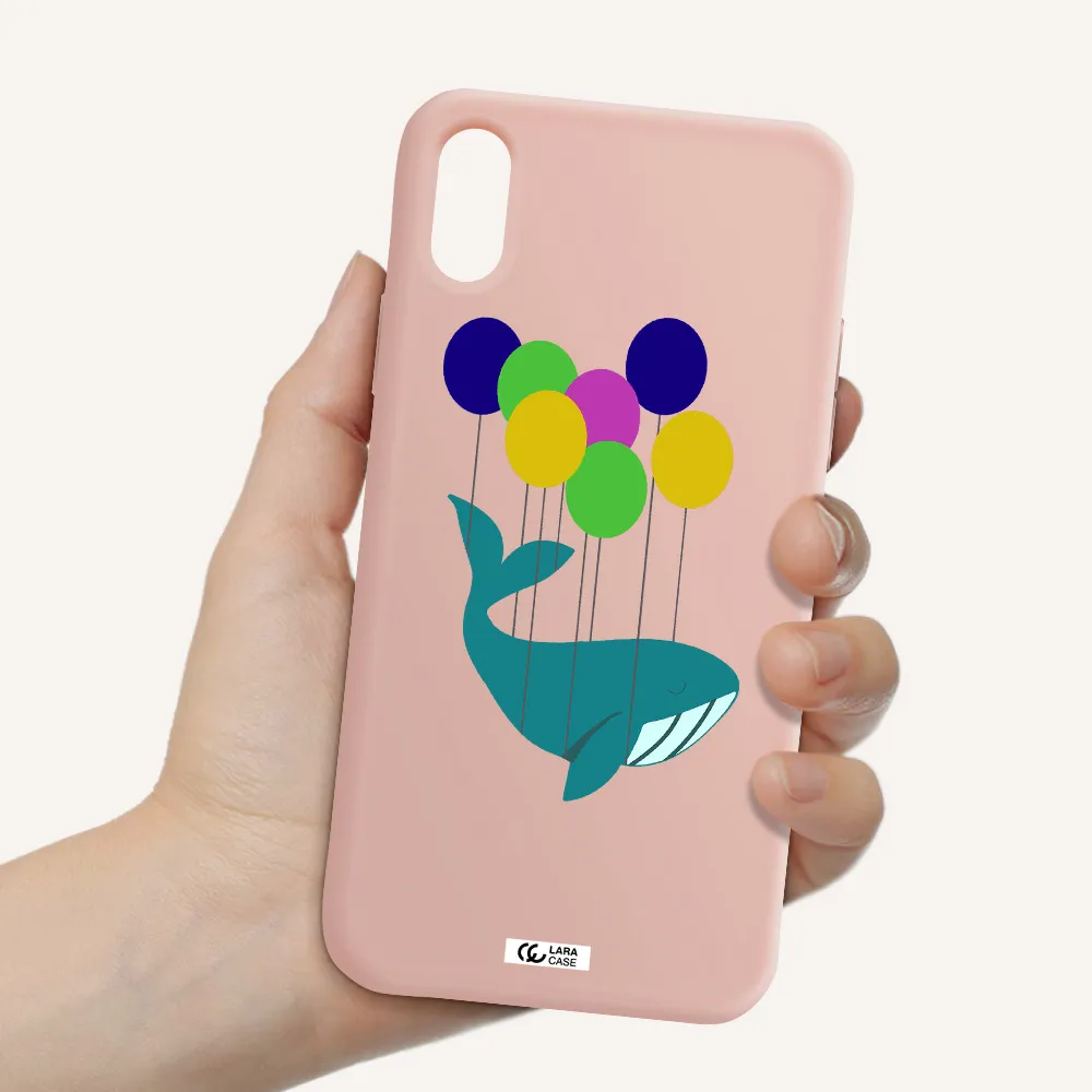 Flying Whale Apple iPhone X Silicone pastel pink Case