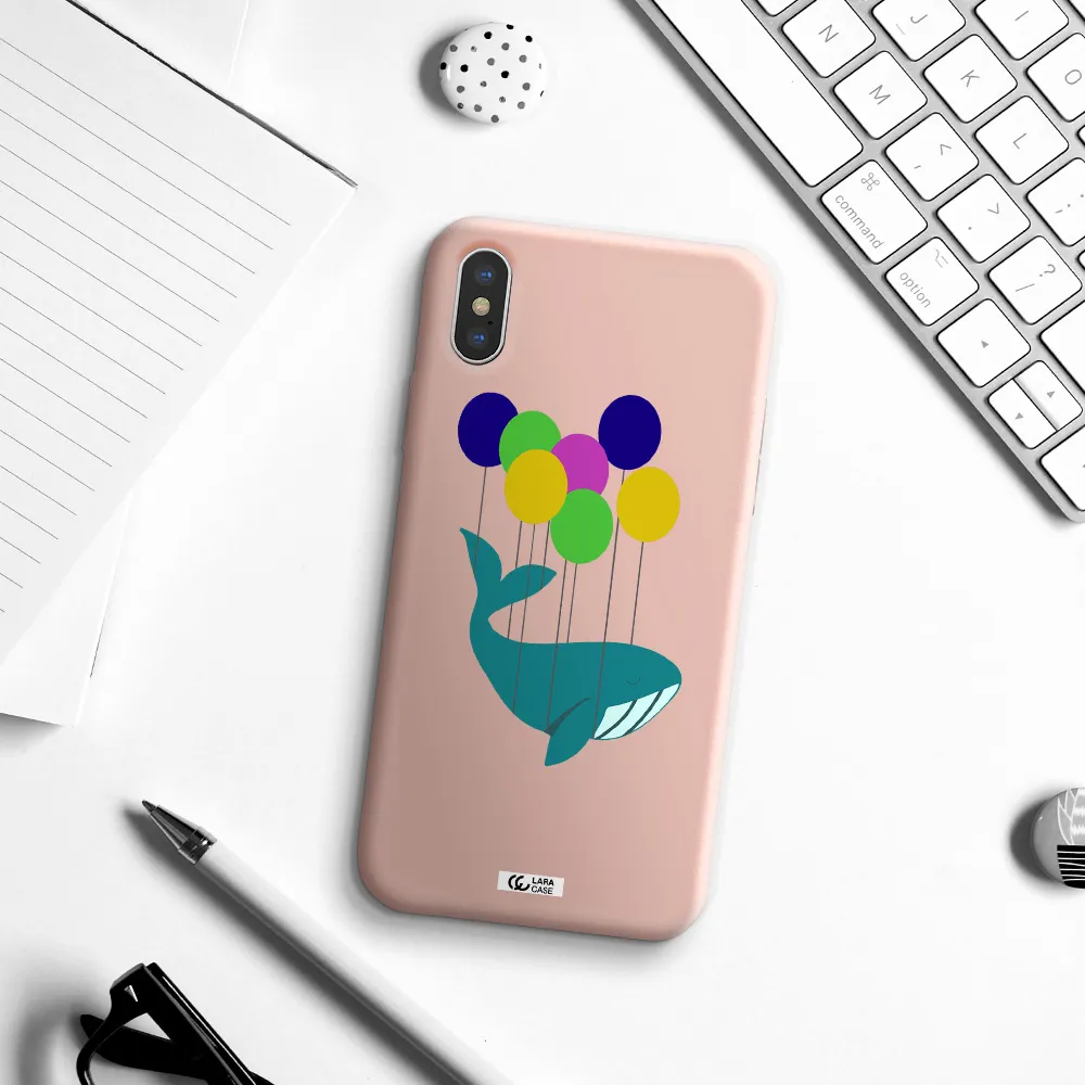 Flying Whale Apple iPhone X Silicone pastel pink Case