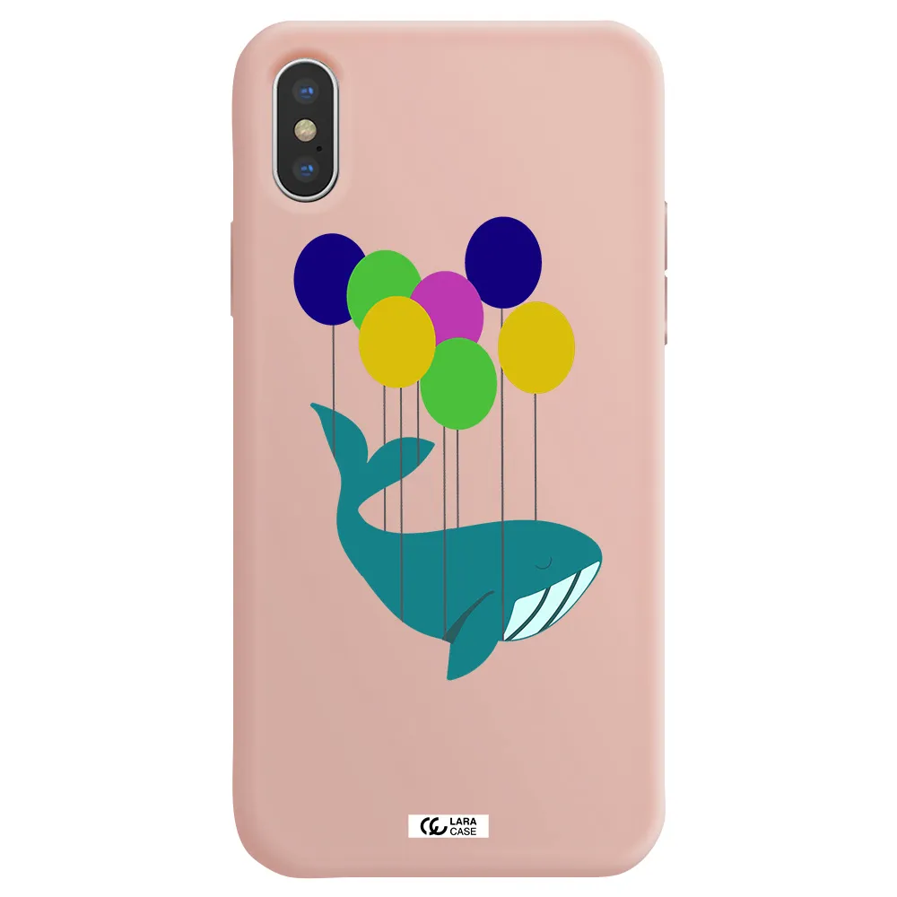 Flying Whale Apple iPhone XS Silicone pastel pink Case