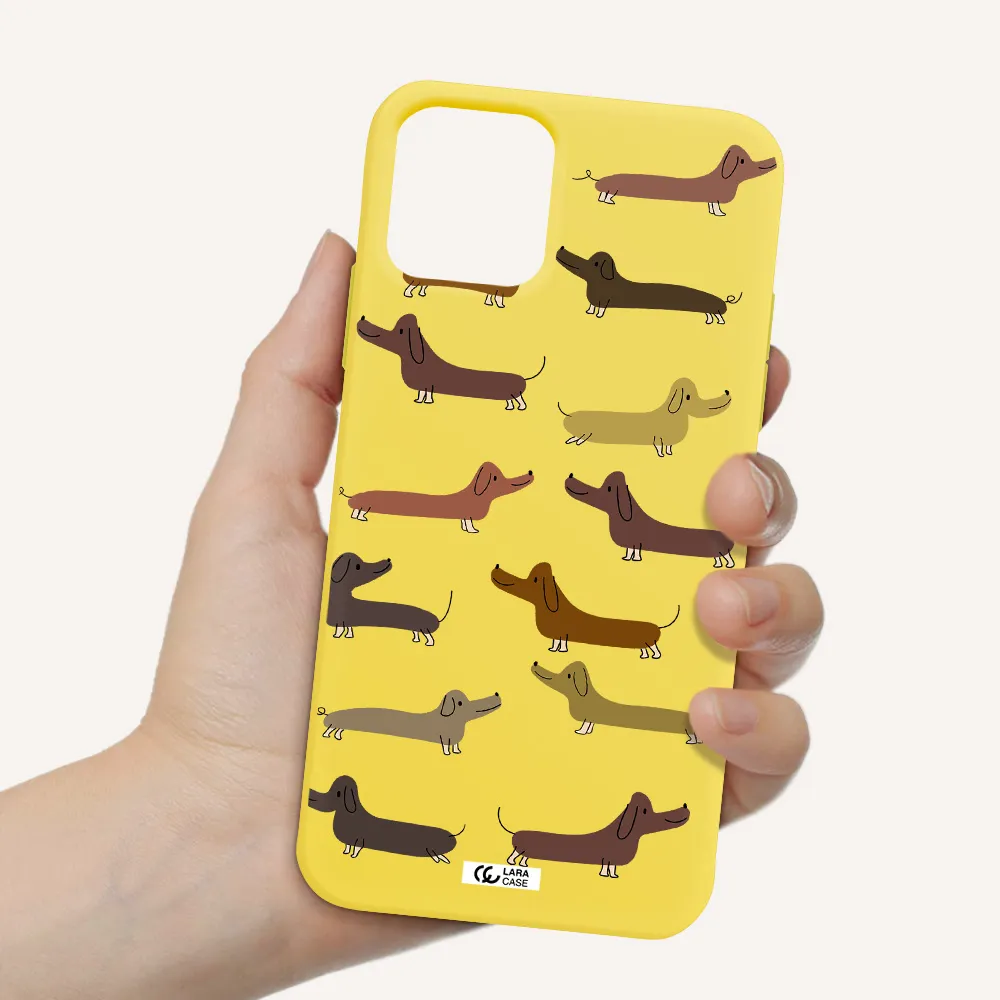 Dachshund Dogs Apple iPhone 11 pro max Silicone canary yellow Case
