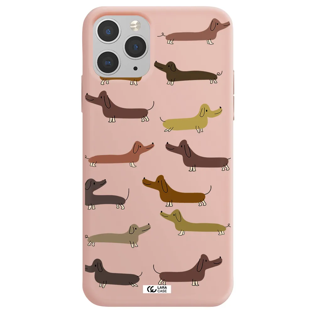 Dachshund Dogs Apple iPhone 11 pro max Silicone pastel pink Case