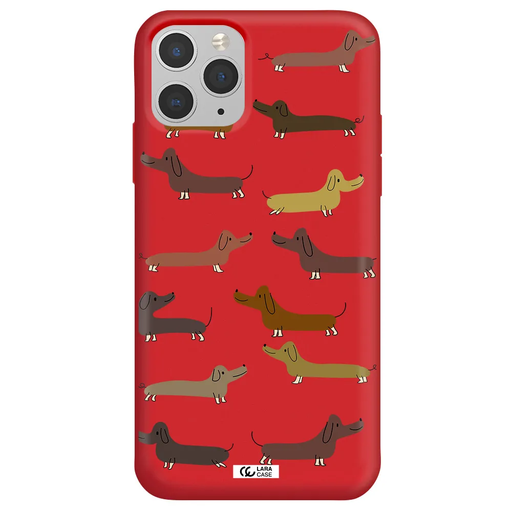 Dachshund Dogs Apple iPhone 11 pro Silicone Imperial Red Case