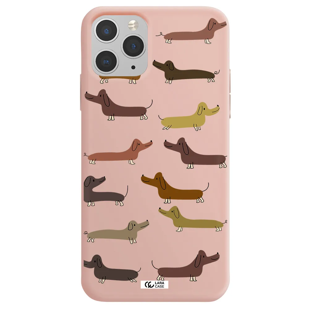 Dachshund Dogs Apple iPhone 11 pro Silicone pastel pink Case
