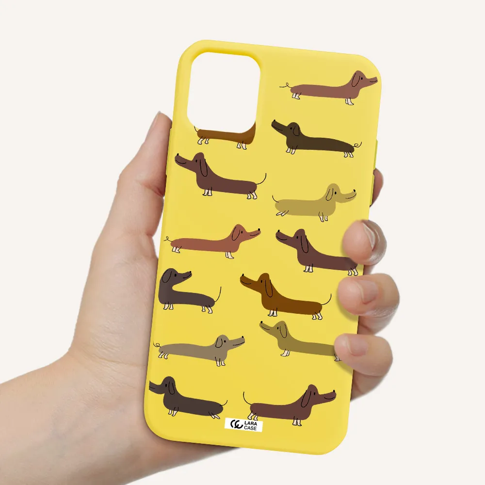 Dachshund Dogs Apple iPhone 11 Silicone canary yellow Case