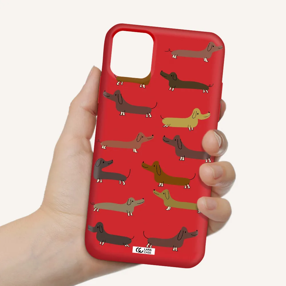 Dachshund Dogs Apple iPhone 11 Silicone Imperial Red Case