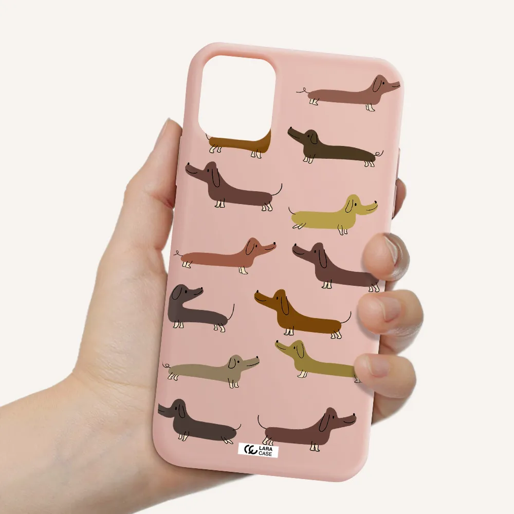 Dachshund Dogs Apple iPhone 11 Silicone pastel pink Case