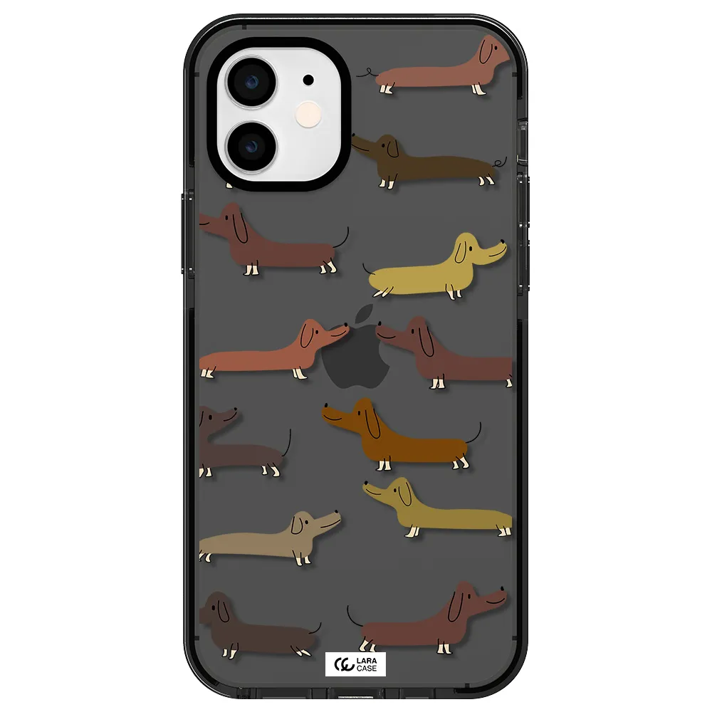Dachshund Dogs Apple iPhone 12 impact Smoke Black Case