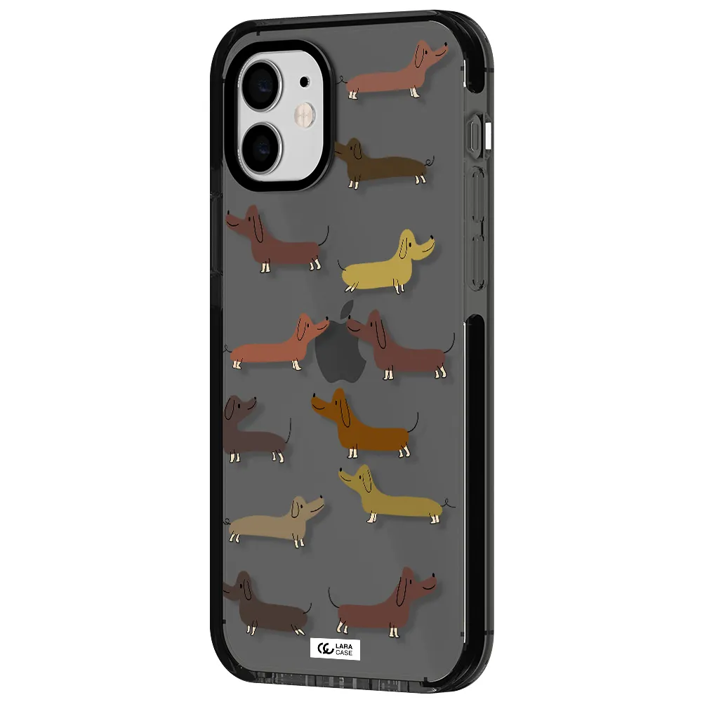 Dachshund Dogs Apple iPhone 12 impact Smoke Black Case