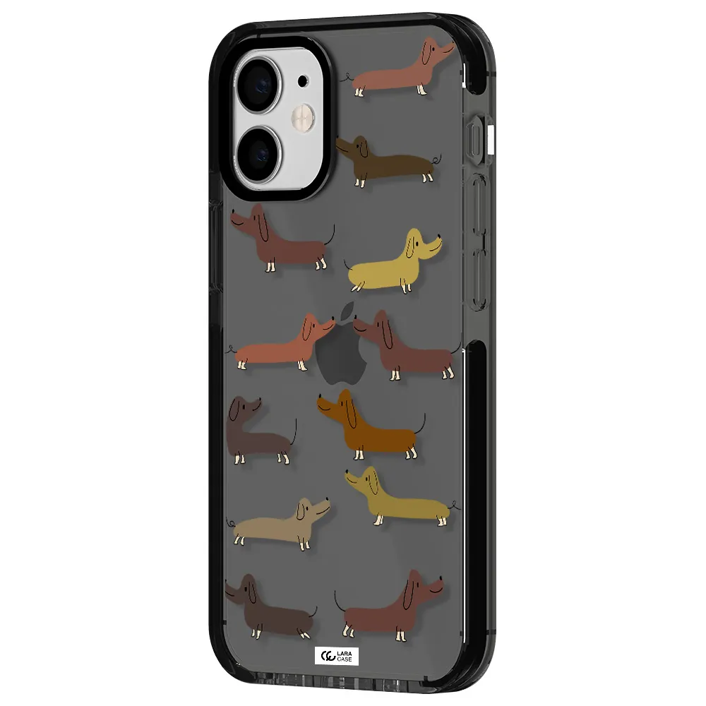 Dachshund Dogs Apple iPhone 12 mini impact Smoke Black Case