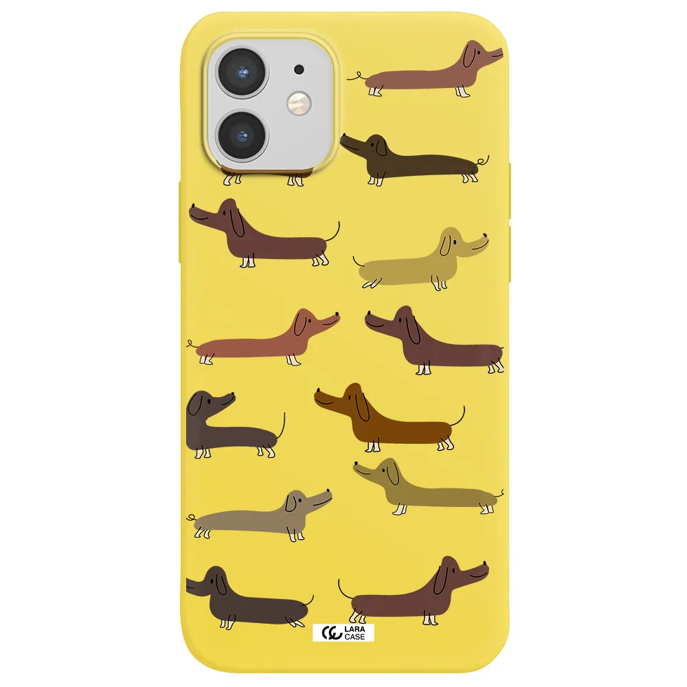 Dachshund Dogs Apple iPhone 12 mini Silicone canary yellow Case