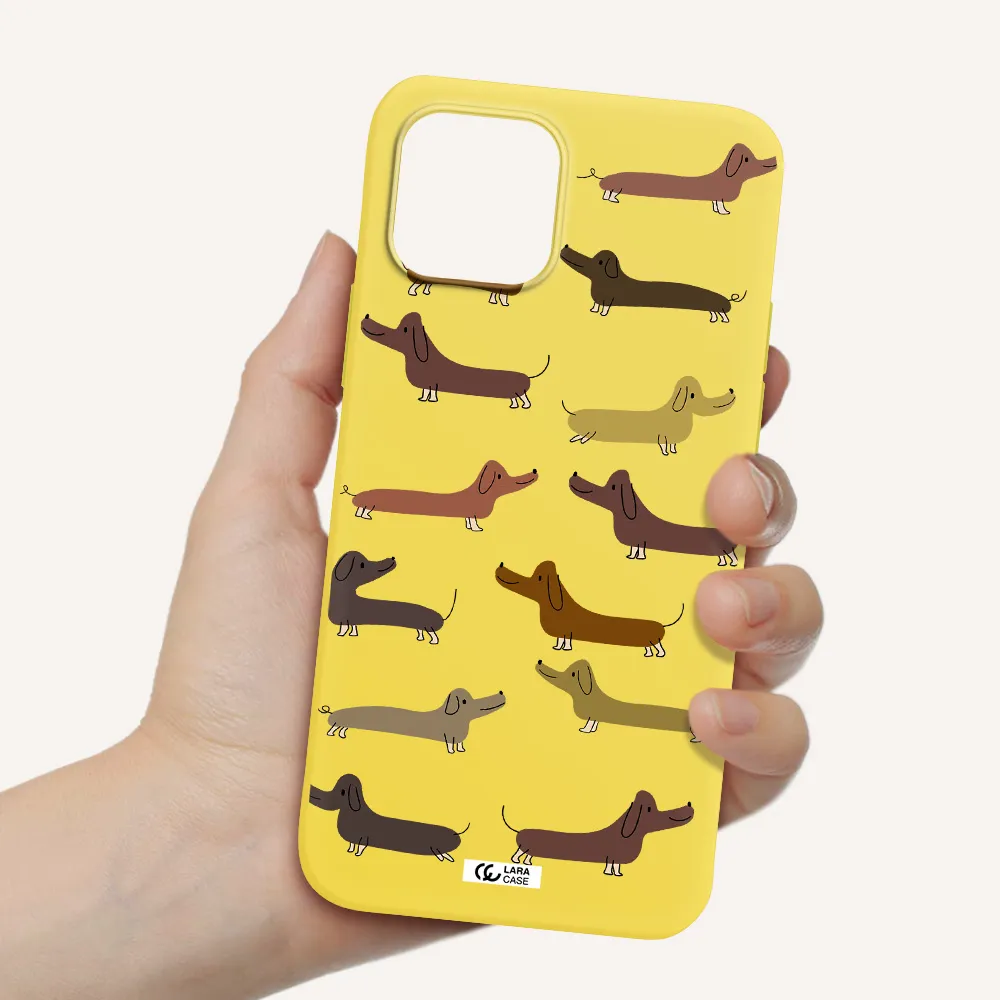 Dachshund Dogs Apple iPhone 12 mini Silicone canary yellow Case