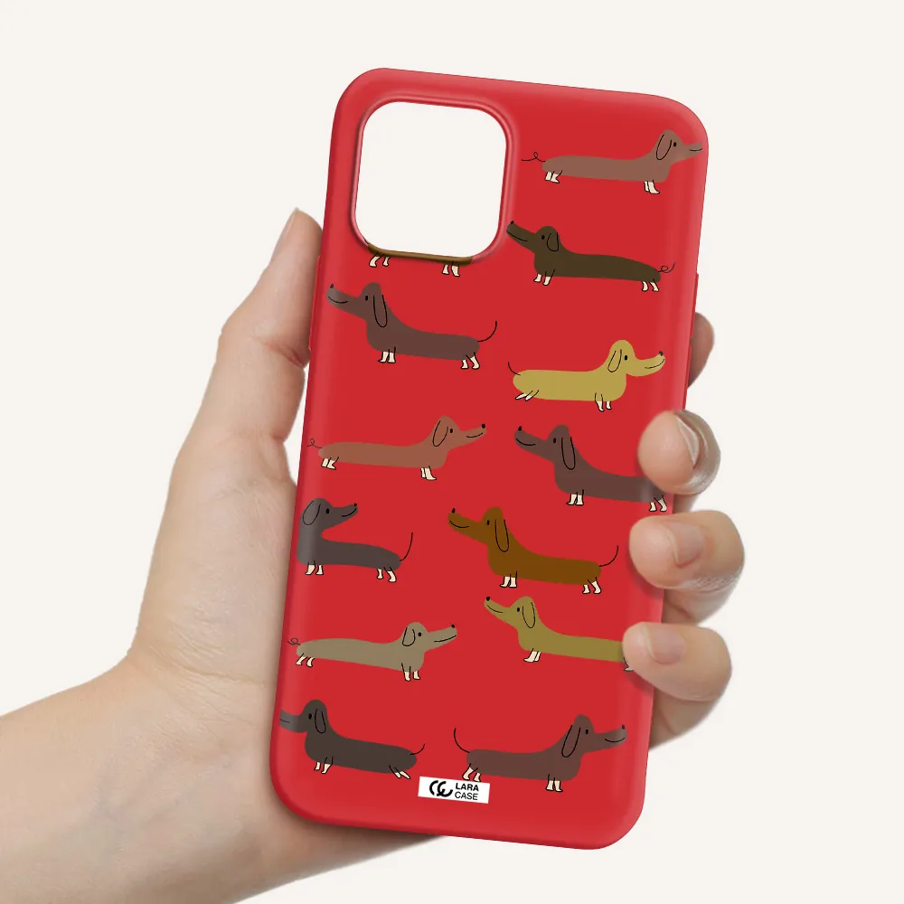 Dachshund Dogs Apple iPhone 12 mini Silicone Imperial Red Case