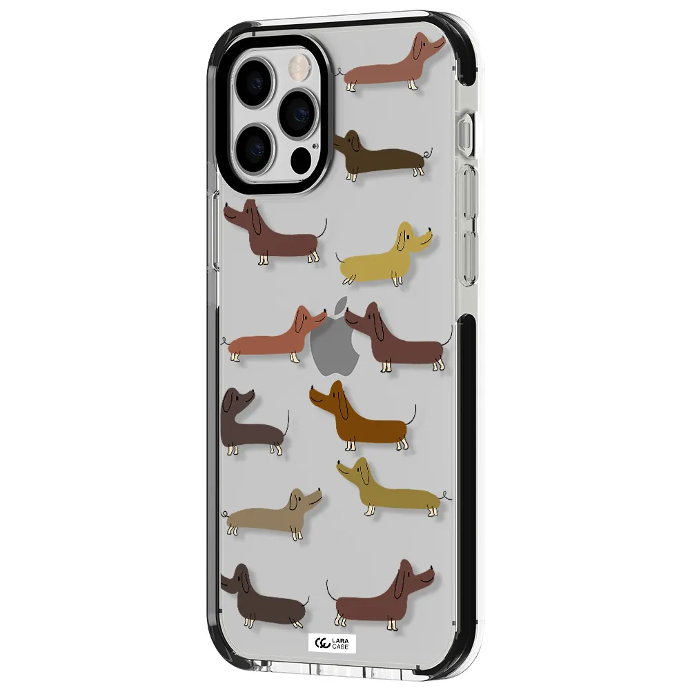 Dachshund Dogs Apple iPhone 12 pro impact black border Case