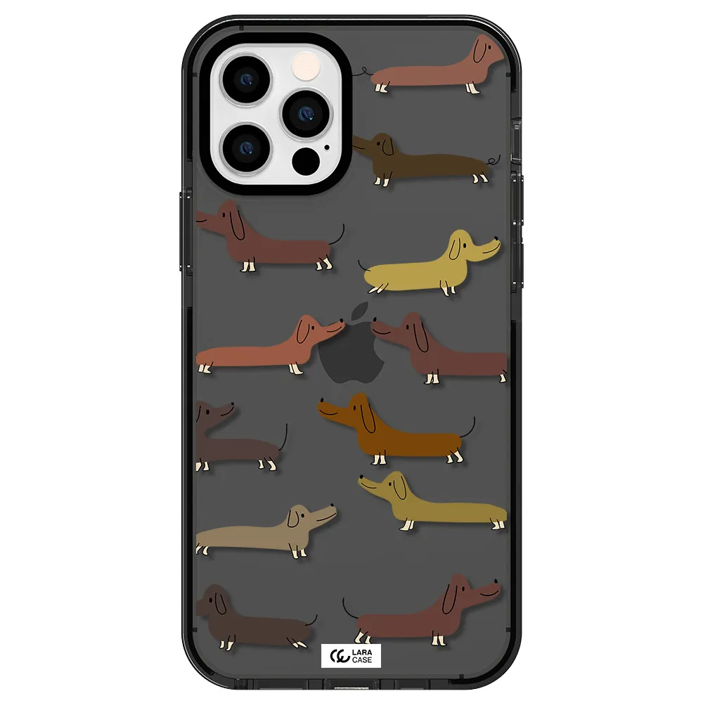 Dachshund Dogs Apple iPhone 12 pro impact Smoke Black Case