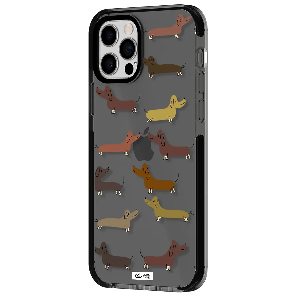 Dachshund Dogs Apple iPhone 12 pro impact Smoke Black Case