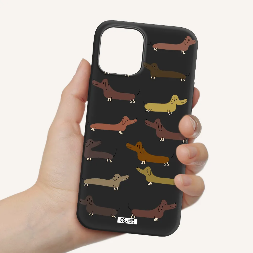 Dachshund Dogs Apple iPhone 12 pro max Silicone black Case