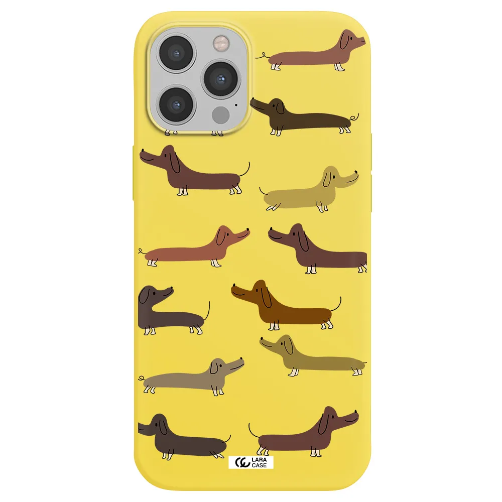 Dachshund Dogs Apple iPhone 12 pro max Silicone canary yellow Case