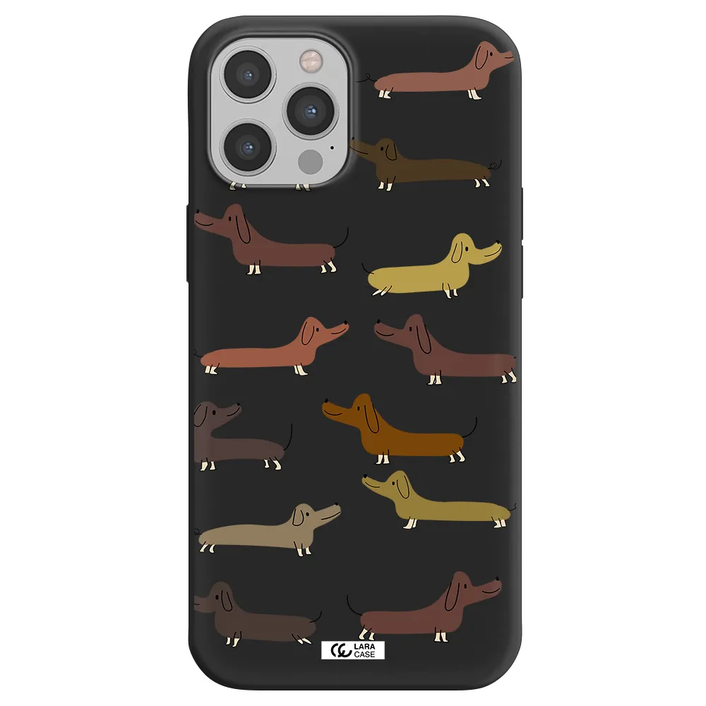 Dachshund Dogs Apple iPhone 12 pro Silicone black Case