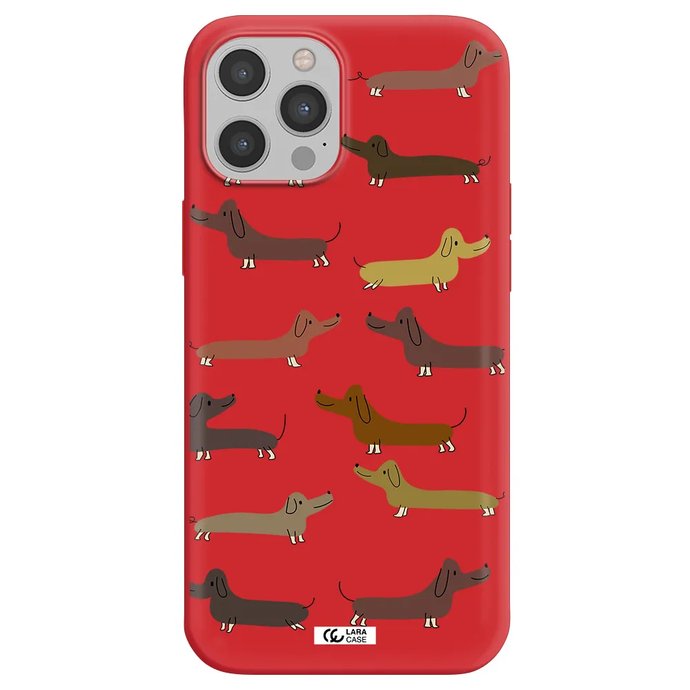 Dachshund Dogs Apple iPhone 12 pro Silicone Imperial Red Case