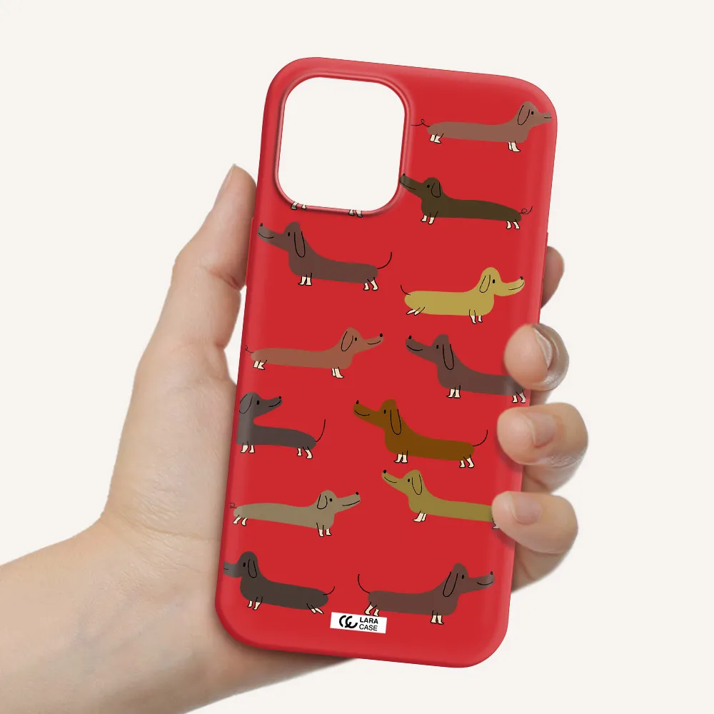 Dachshund Dogs Apple iPhone 12 pro Silicone Imperial Red Case