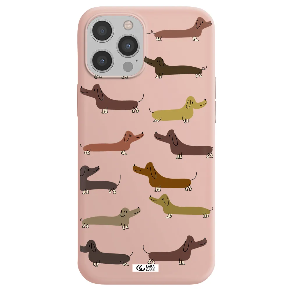 Dachshund Dogs Apple iPhone 12 pro Silicone pastel pink Case