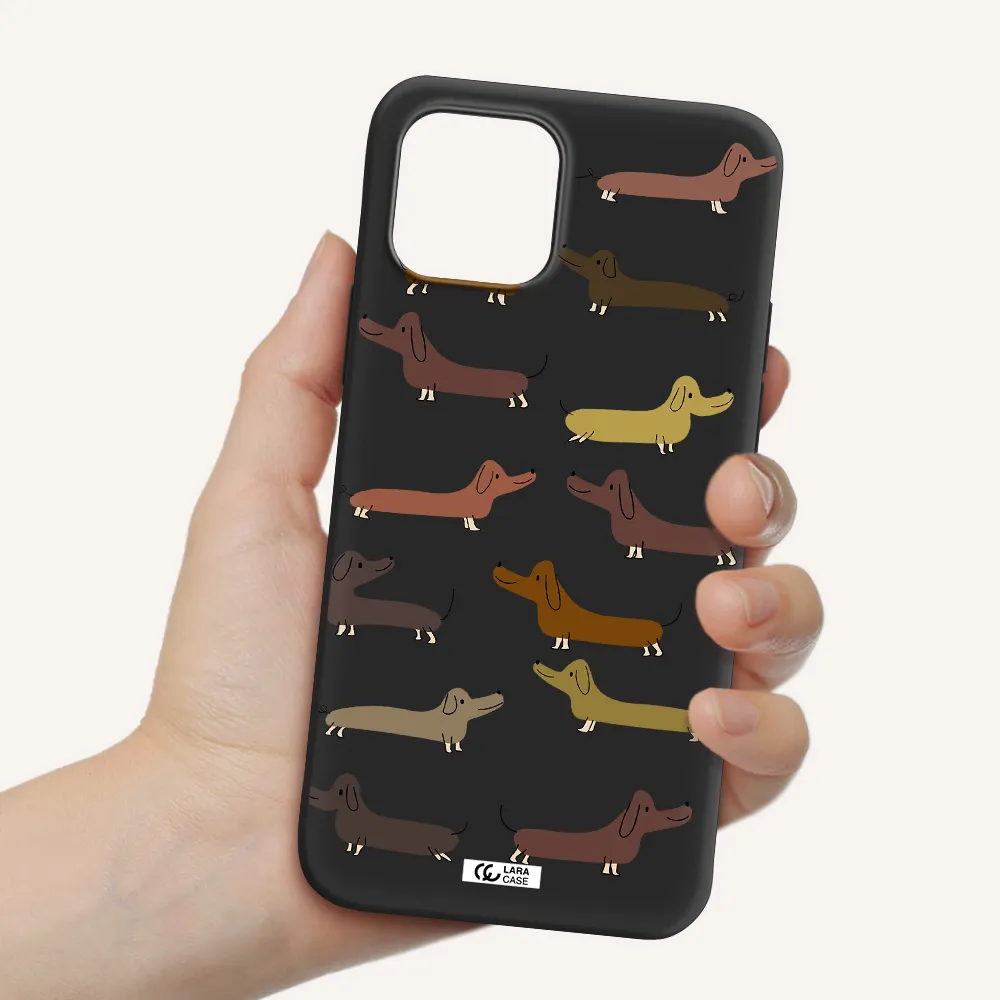 Dachshund Dogs Apple iPhone 12 Silicone black Case