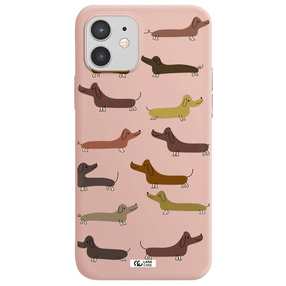 Dachshund Dogs Apple iPhone 12 Silicone pastel pink Case