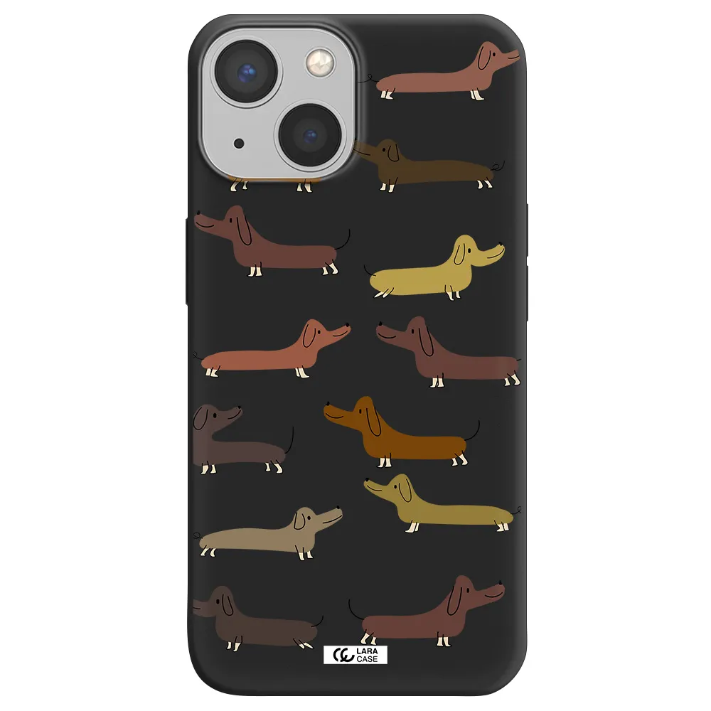 Dachshund Dogs Apple iPhone 13 mini Silicone black Case
