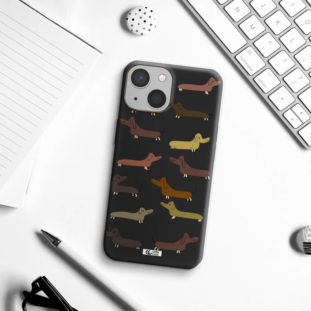 Dachshund Dogs Apple iPhone 13 mini Silicone black Case