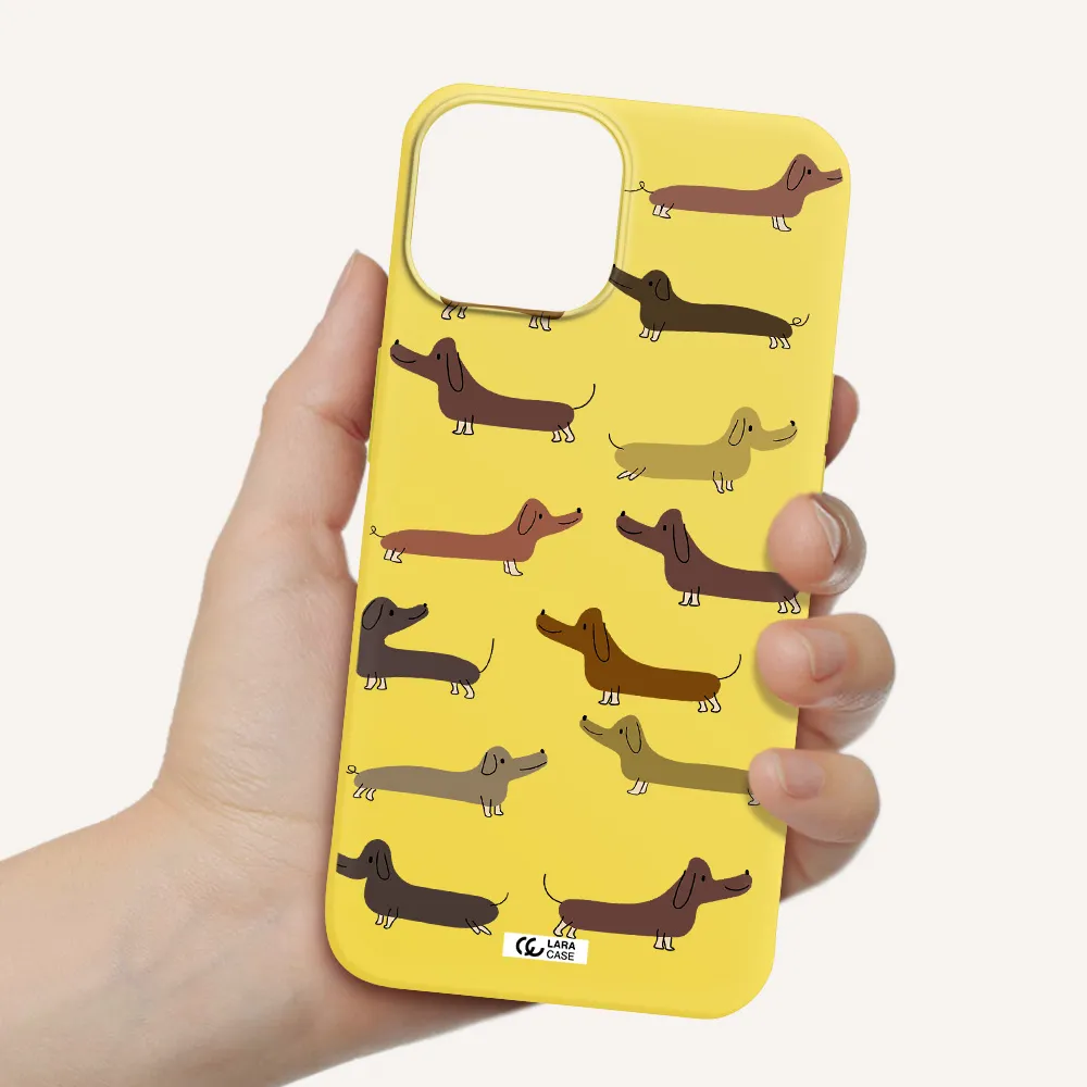 Dachshund Dogs Apple iPhone 13 mini Silicone canary yellow Case