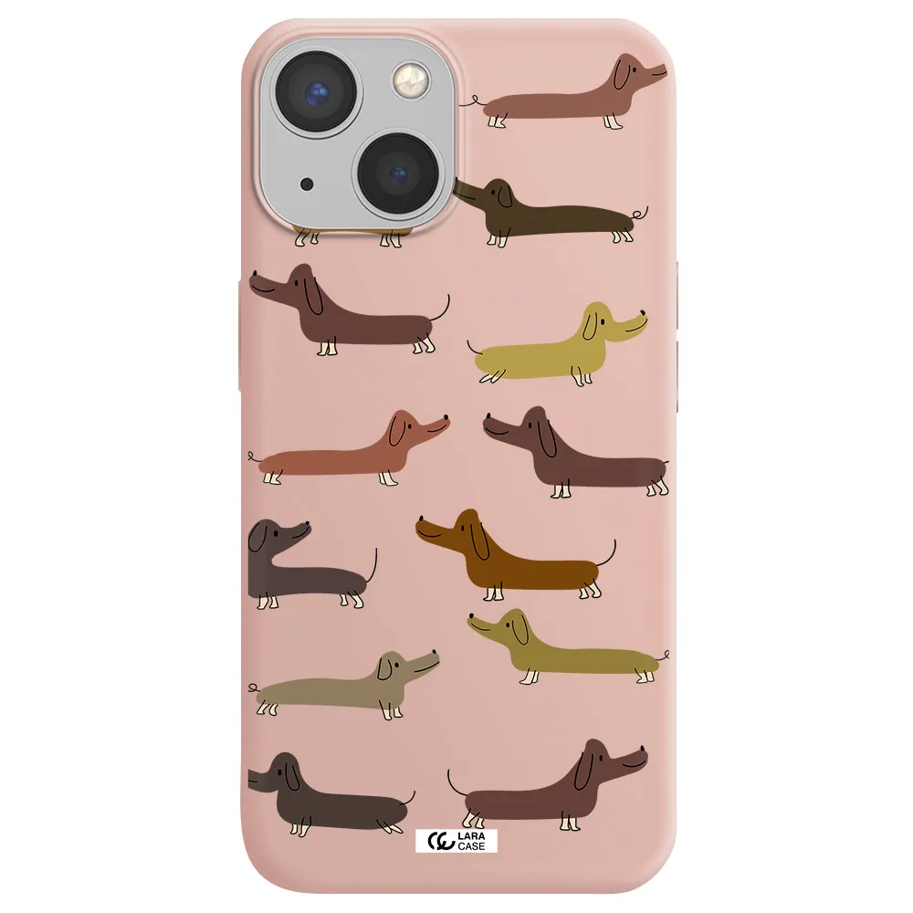 Dachshund Dogs Apple iPhone 13 mini Silicone pastel pink Case