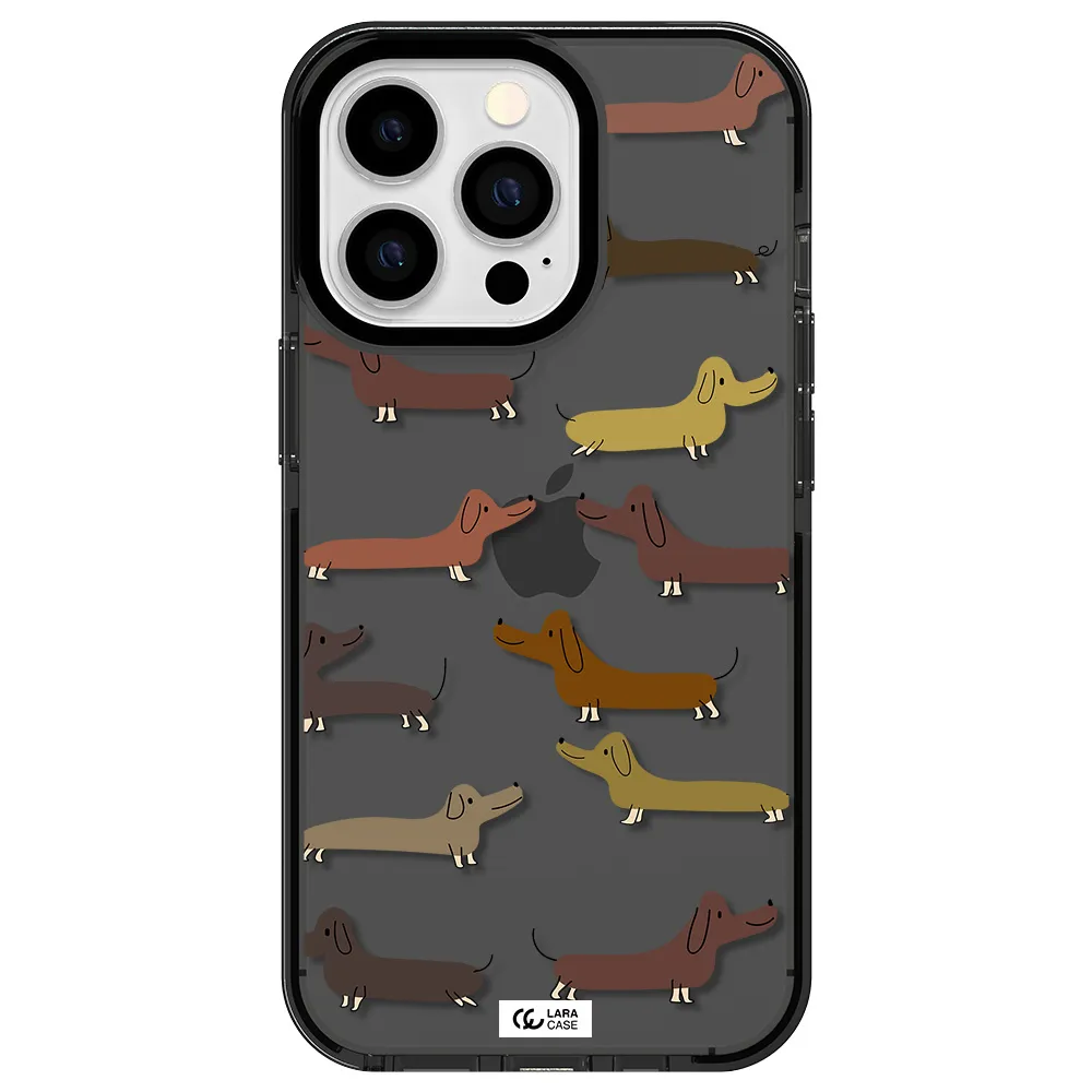 Dachshund Dogs Apple iPhone 13 Pro impact Smoke Black Case
