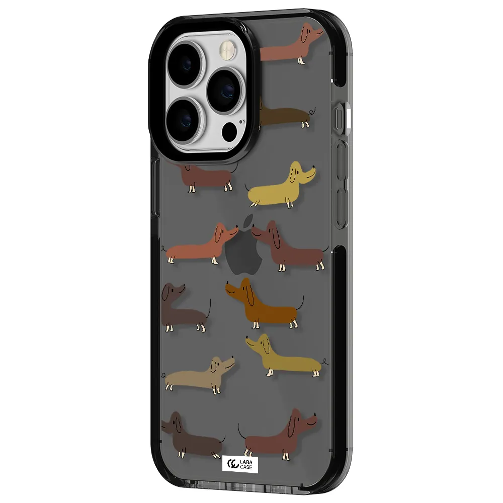 Dachshund Dogs Apple iPhone 13 Pro impact Smoke Black Case
